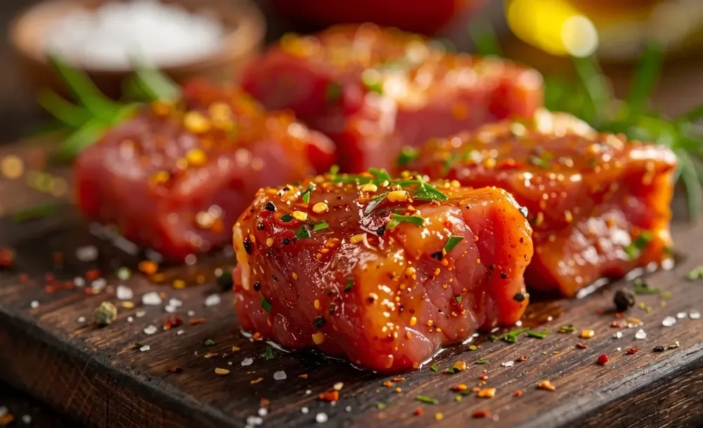 Assortiment de viande de boeuf avec du roti et des saucisses